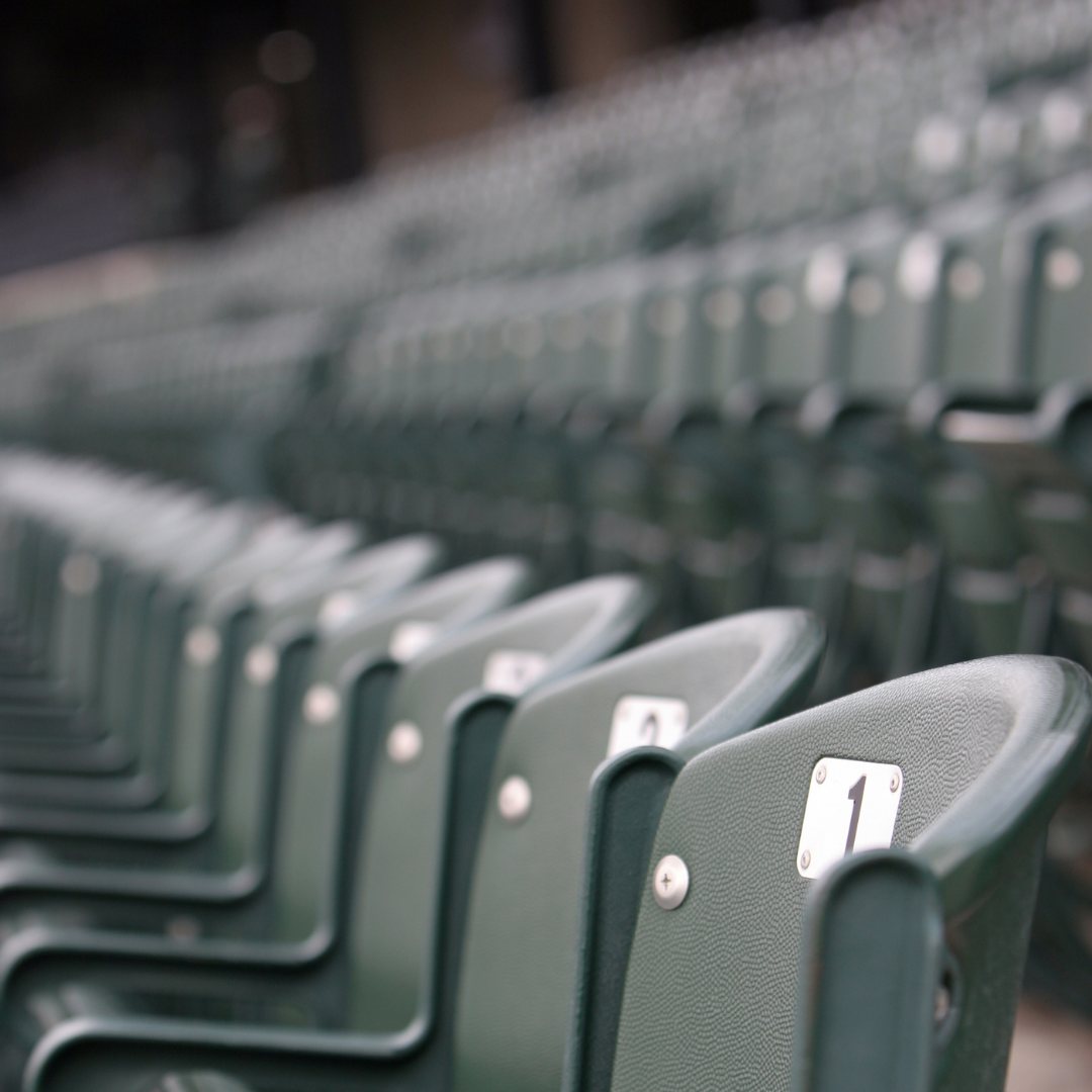 Stadium seating in an arena.